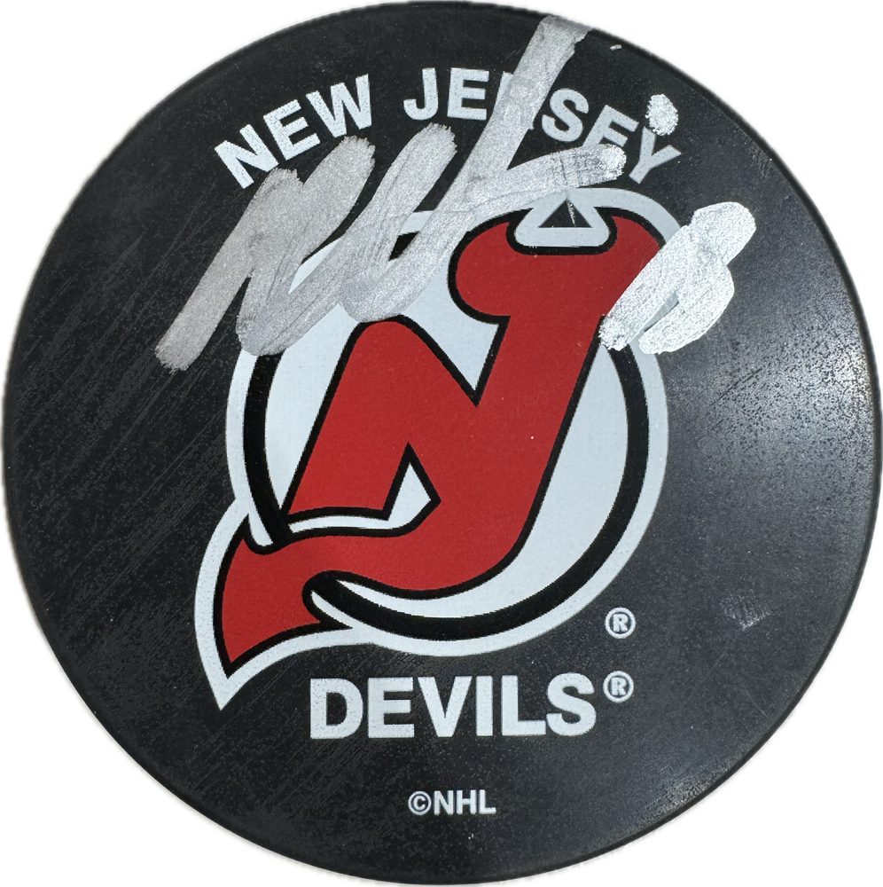 Mike Cammalleri Autographed New Jersey Devils Hockey Puck (Full Puck Logo) - Pastime Sports & Games