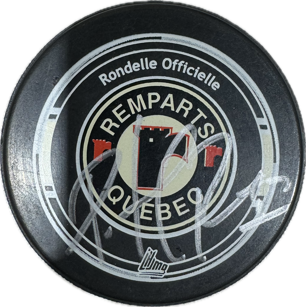 Patrick Roy Autographed Quebec Ramparts Hockey Puck (Full Puck Logo) - Pastime Sports & Games