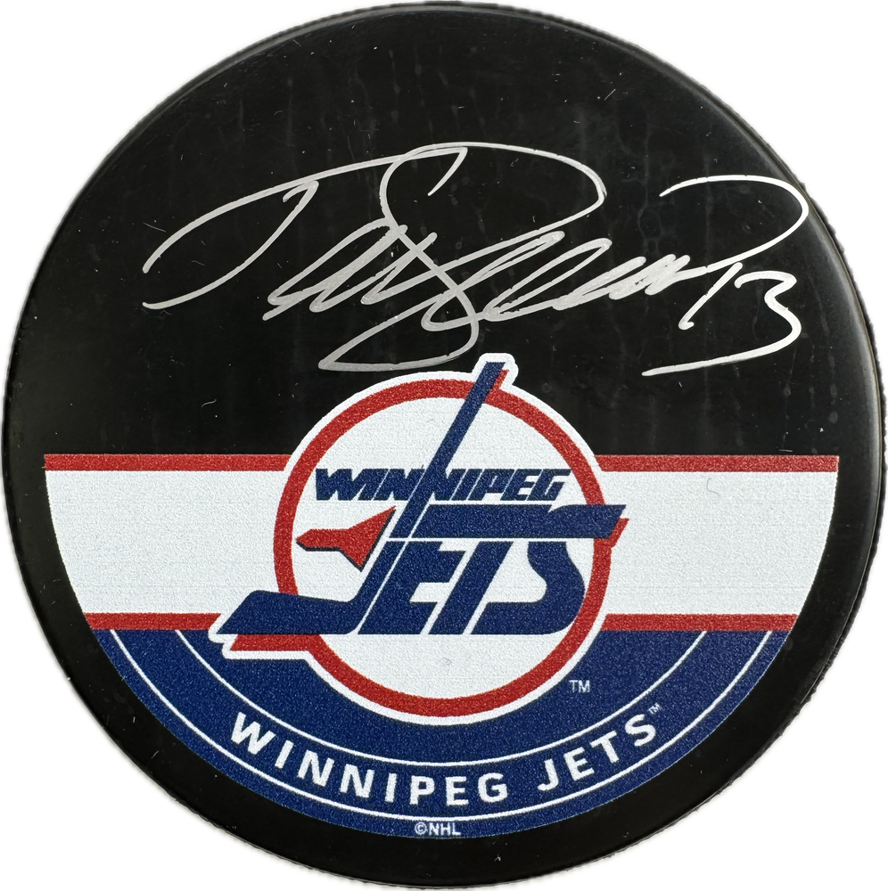 Teemu Selanne Autographed Winnipeg Jets Hockey Puck (Autograph Puck) - Pastime Sports & Games
