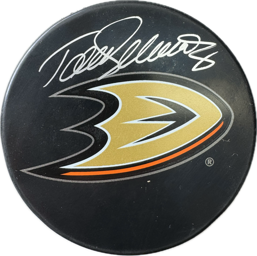 Teemu Selanne Autographed Anaheim Ducks Hockey Puck (Full Puck Logo) - Pastime Sports & Games