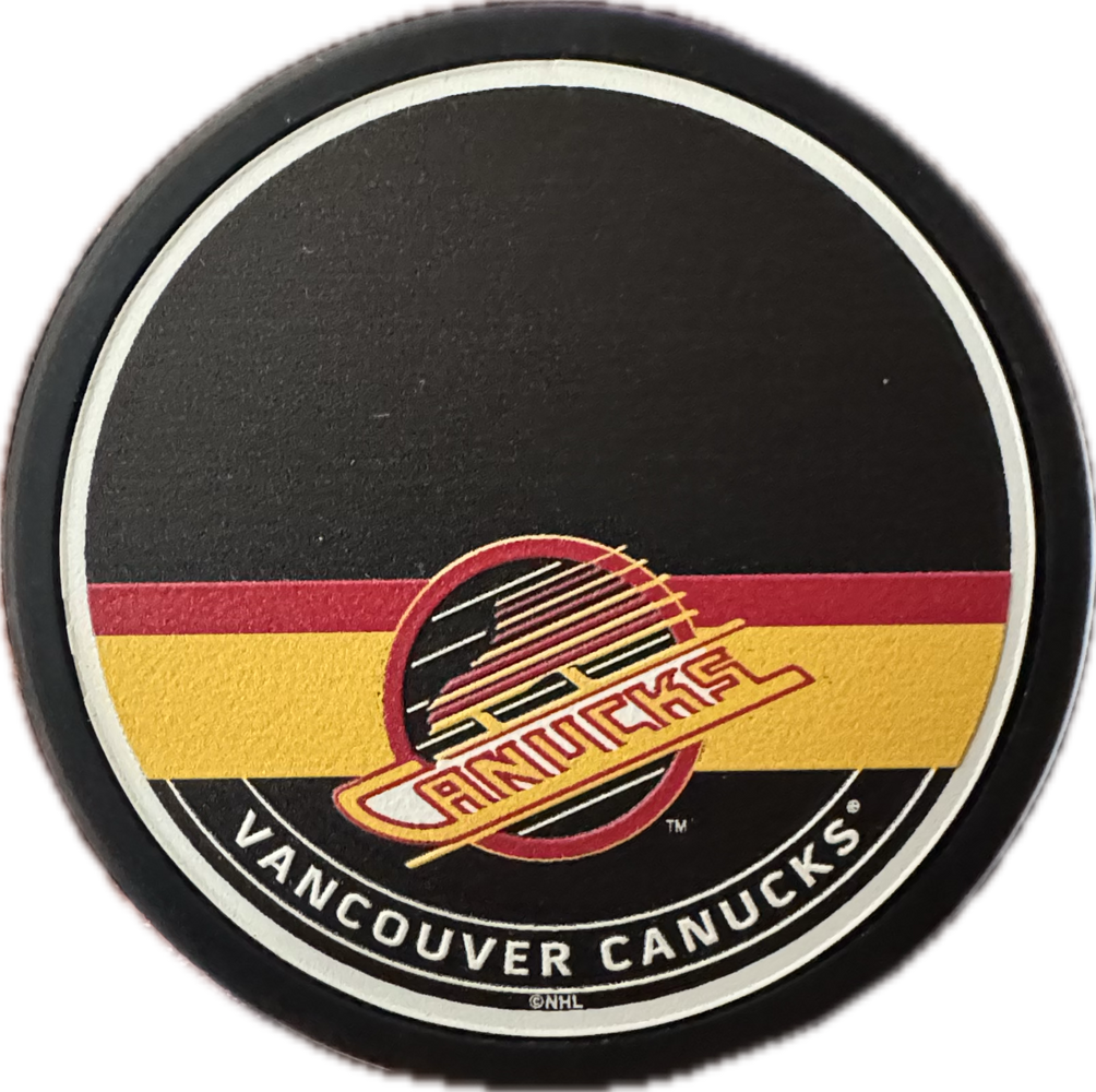 Vancouver Canucks Vintage 1994 Skate Logo Hockey Pucks (Autograph Puck) - Pastime Sports & Games