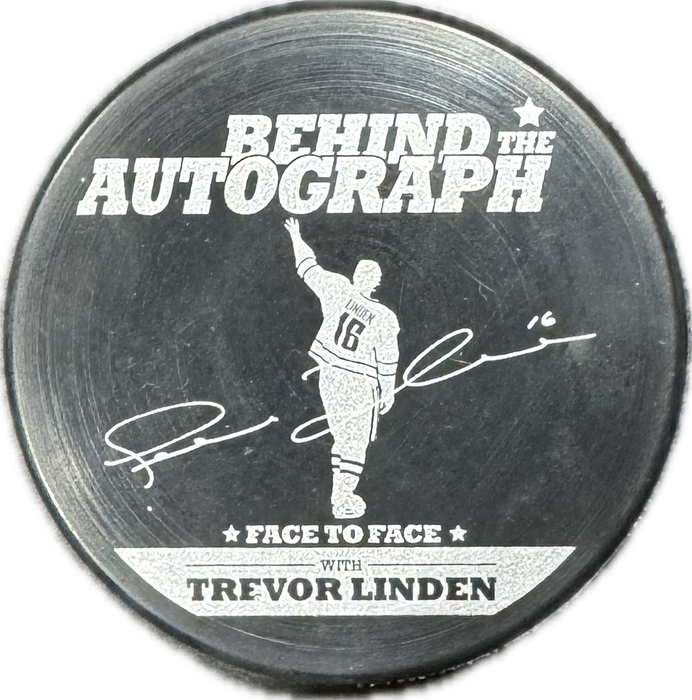 Trevor Linden Facsimile Signature Hockey Puck (Behind The Autograph)