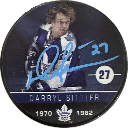 Darryl Sittler Autographed Toronto Maple Leafs Hockey Puck (The Alumni) - Pastime Sports & Games