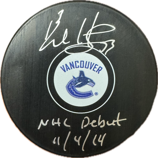 Bo Horvat Autographed Inscribed "NHL Debut 11/4/14" Vancouver Canucks Puck - Pastime Sports & Games