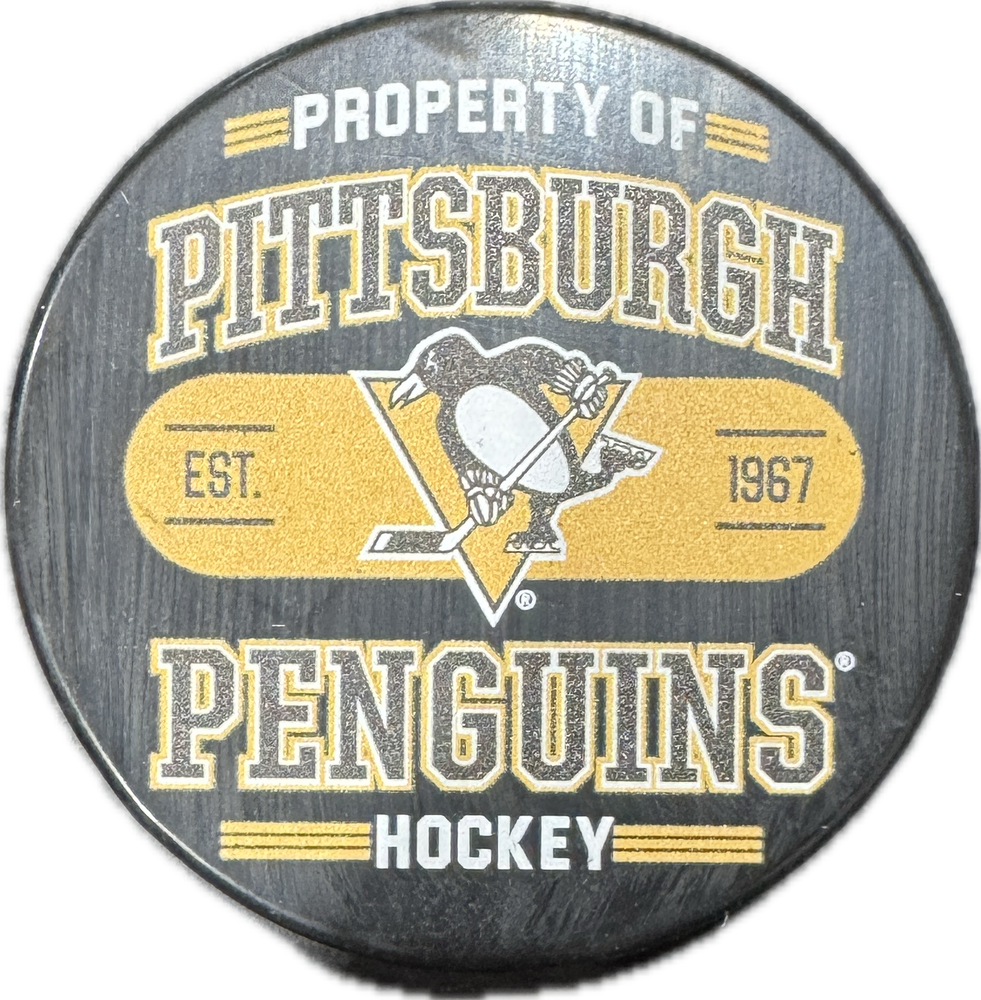 Pittsburgh Penguins Logo Hockey Puck (Property Of) - Pastime Sports & Games