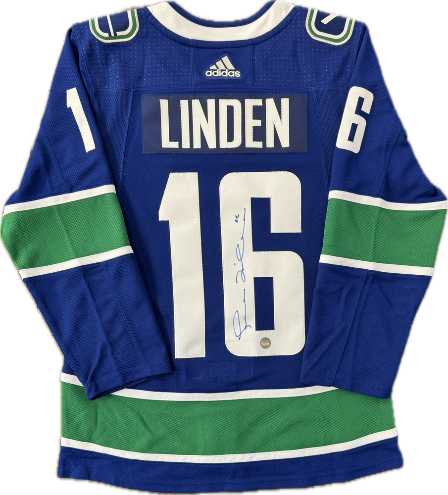 Trevor Linden Autographed Vancouver Canucks Orca Home Jersey (With "A") - Pastime Sports & Games