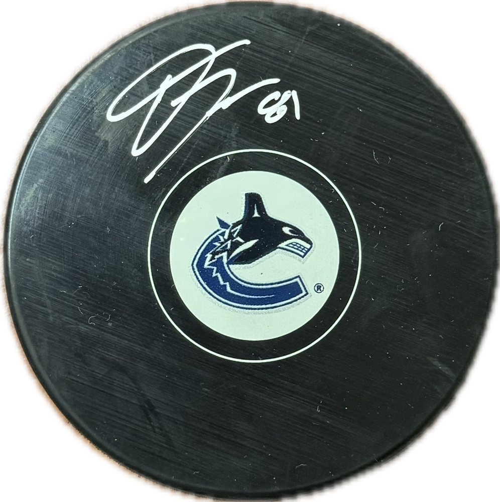 Dakota Joshua Autographed Vancouver Canucks Hockey Puck (Small Orca Logo) - Pastime Sports & Games