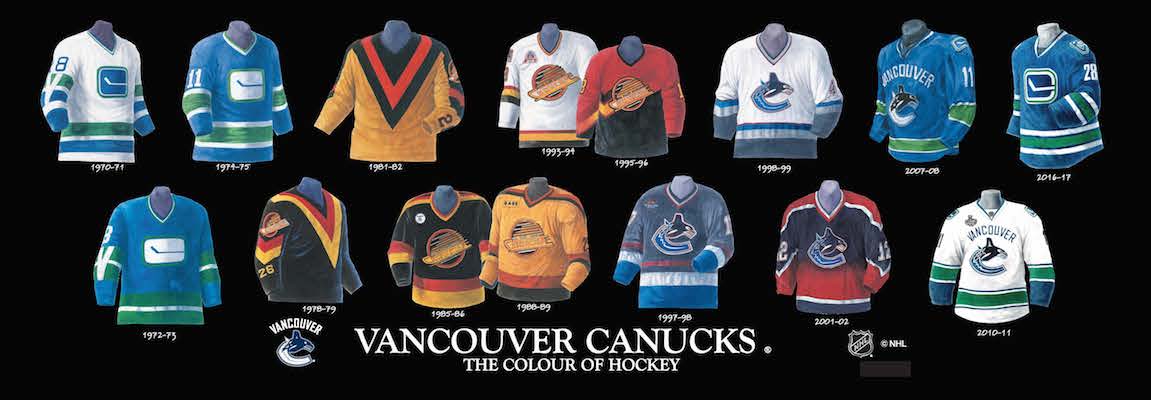 Vancouver Canucks Evolution Of A Jersey 8x23.5" Plaque "The Colour Of Hockey" - Pastime Sports & Games