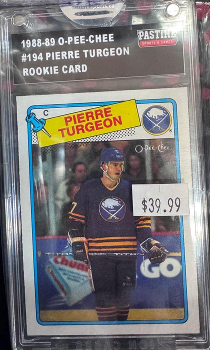 Pierre Turgeon #194 1988 O-Pee-Chee rookie card Encased in Magpro - Pastime Sports & Games