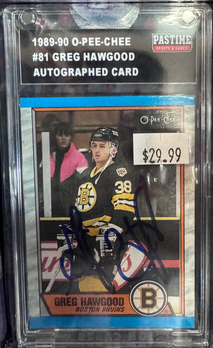 1989-90 o-pee-chee Greg Hawgood Hockey Cards #81 Autographed Card - Pastime Sports & Games