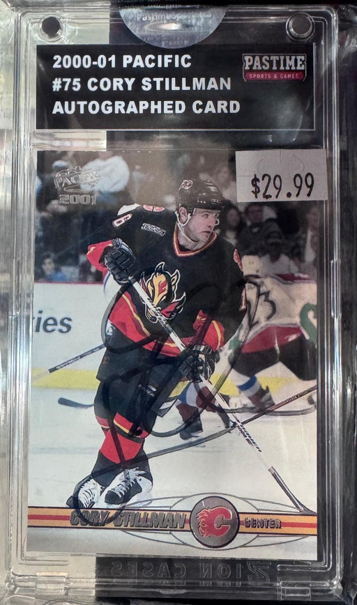 2000-01 Pacific Premiere Date #75 Cory Stillman  Autographed card Encased in Magpro - Pastime Sports & Games