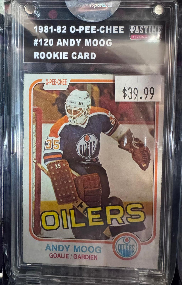 1981-82 O-Pee-Chee Hockey Andy Moog. Rookie #120 Rookie card Encased in Magpro - Pastime Sports & Games