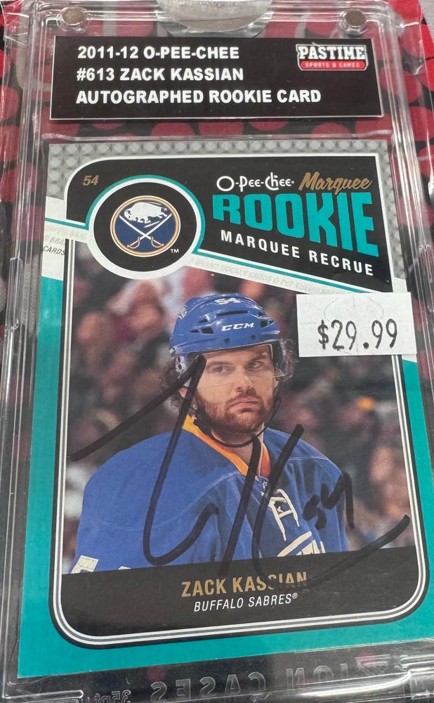 2011-12 O-Pee-Chee Zack Kassian Rookie #613 Buffalo Sabres Autographed card - Pastime Sports & Games