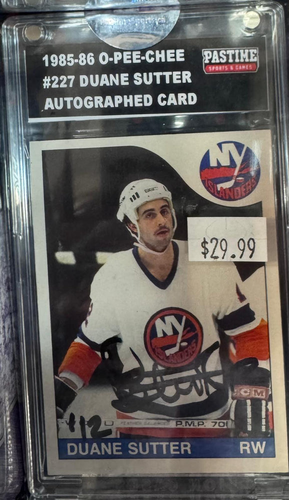 1985-86 O-Pee-Chee Duane Sutter New York Islanders #227 Autographed Card - Pastime Sports & Games