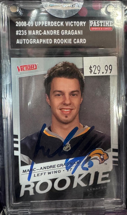 Marc-Andre Gragnani  2008-09 Upper Deck Victory NHL Hockey Rookie #235 Autographed card Encased in Magpro - Pastime Sports & Games