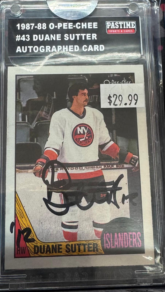 1987-88 O-Pee-Chee Duane Sutter #43 Autographed card - Pastime Sports & Games