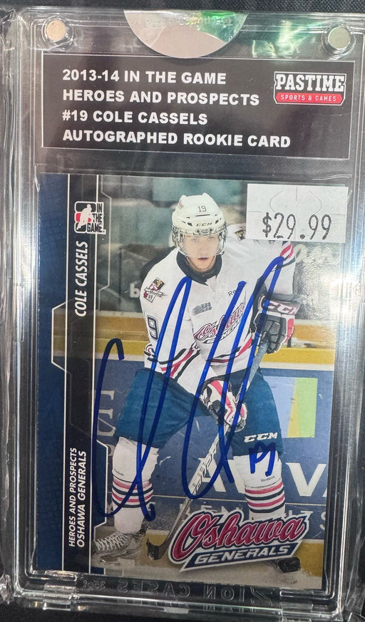 Cole Cassels 2013-14 In The Game Heroes And Prospects #19 Generals Autographed Card - Pastime Sports & Games