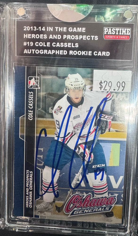 Cole Cassels 2013-14 In The Game Heroes And Prospects #19 Generals Autographed Card - Pastime Sports & Games