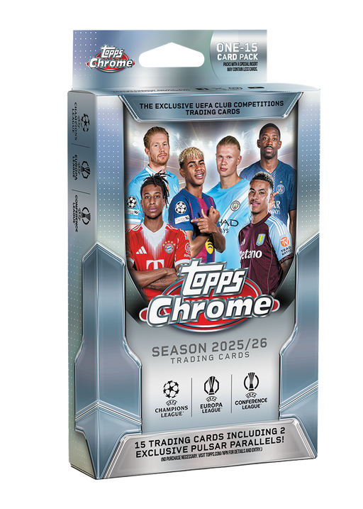2025/26 Topps Chrome UEFA Soccer Hanger Box - Pastime Sports & Games