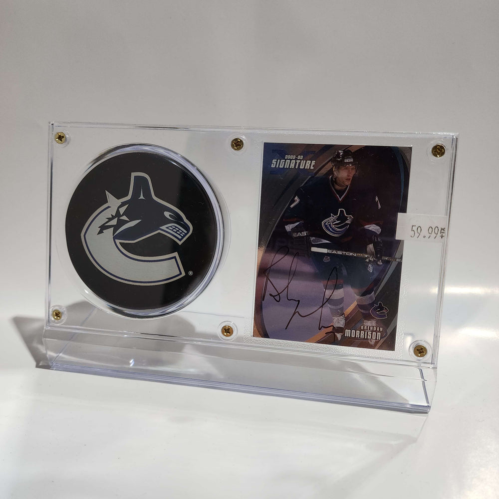 Brendan Morrison Autographed Card 139 & Vancouver Canucks Puck Display