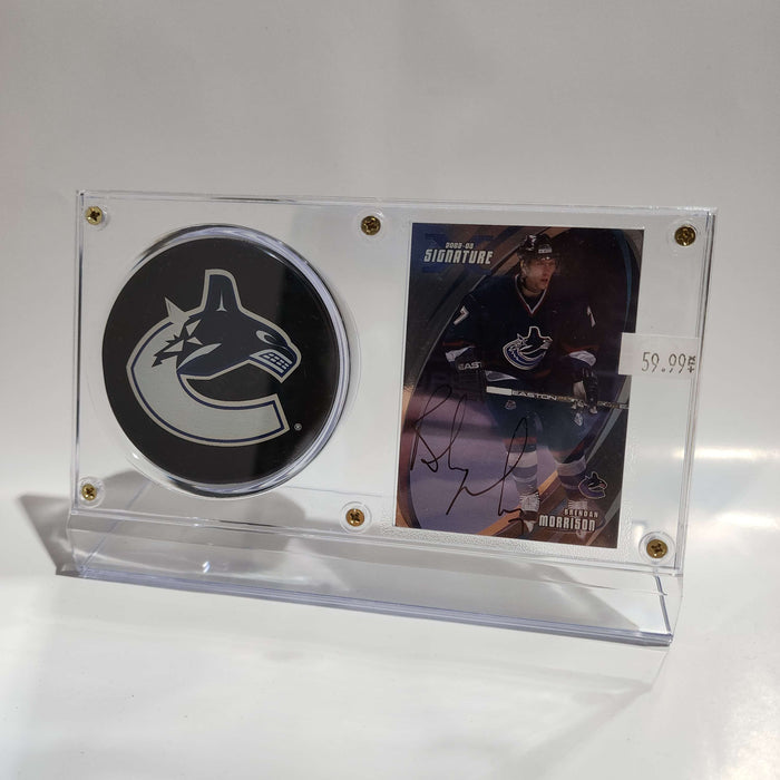 Brendan Morrison Autographed Card 139 & Vancouver Canucks Puck Display