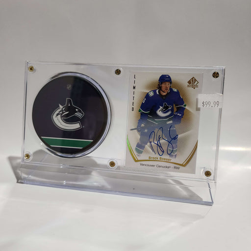 Brock Boeser Autographed Card & Vancouver Canucks Puck Display