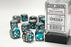 Gemini 12-Piece Dice Set Steel-Teal with White - Pastime Sports & Games