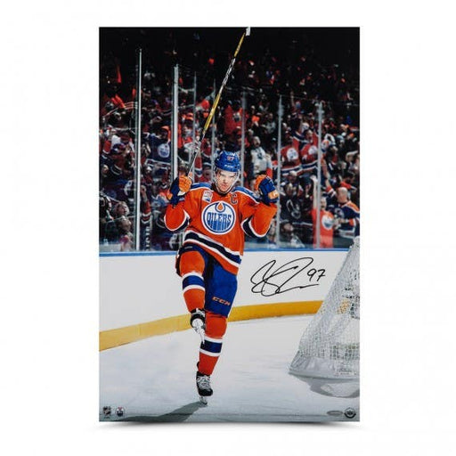 Connor McDavid Autographed “Home Opener Celebration” 24x16 Photo - Pastime Sports & Games