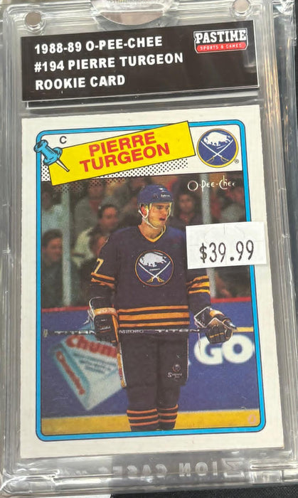 1988-89 O-Pee-Chee #194 Pierre Turgeon Rookie Card Encased in Magpro - Pastime Sports & Games