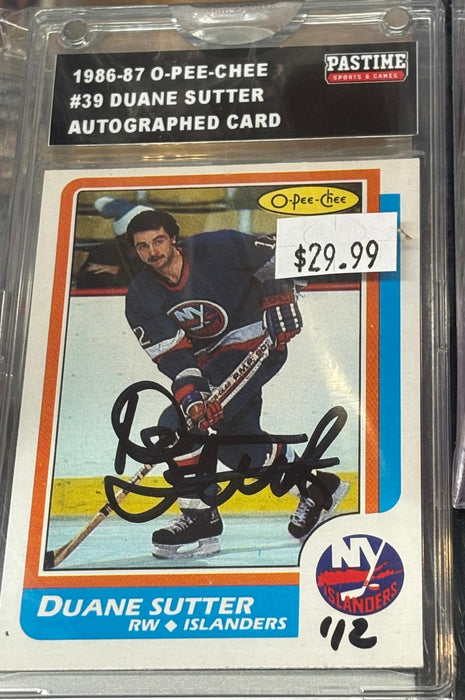 1986-87 O-Pee-Chee Hockey #39 Duane Sutter encased in Magpro - Pastime Sports & Games