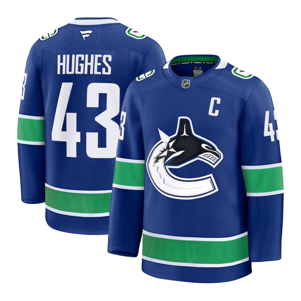 Fanatics Quinn Hughes Vancouver Canucks Premium Senior Home Jersey