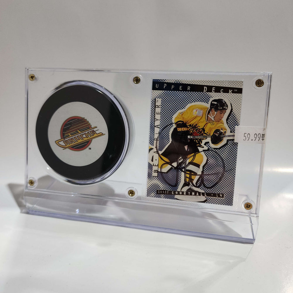 Geoff Courtnall Autographed Card & Vancouver Canucks Puck Display
