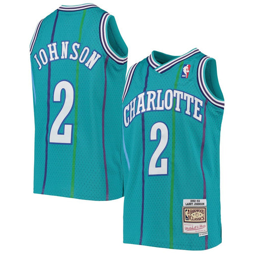Charlotte Hornets Larry Johnson 1992-93 Mitchell & Ness Teal Basketball Jersey - Pastime Sports & Games