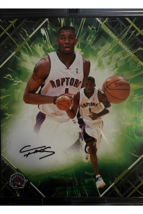 Tracy McGrady Toronto Raptors Autographed Emanate 8x10 Encased Photo front