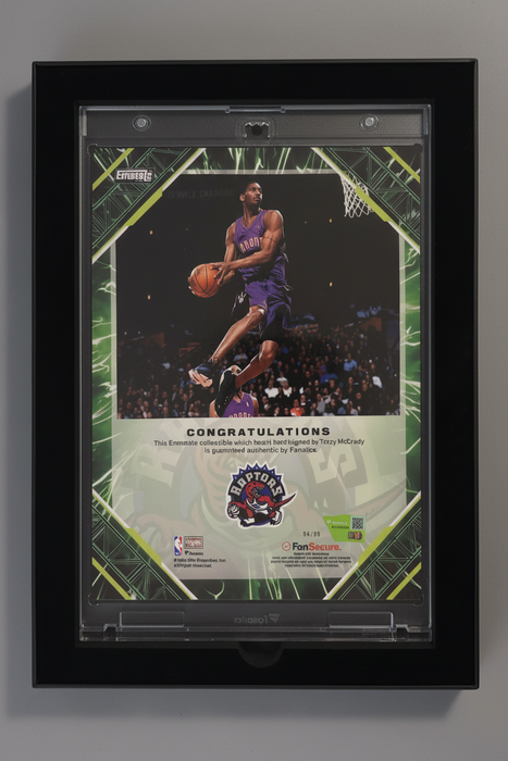 Tracy McGrady Emanate collectible back - authentication and Raptors logo