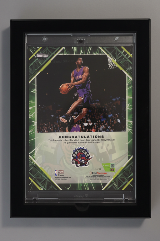 Tracy McGrady Emanate collectible back - authentication and Raptors logo
