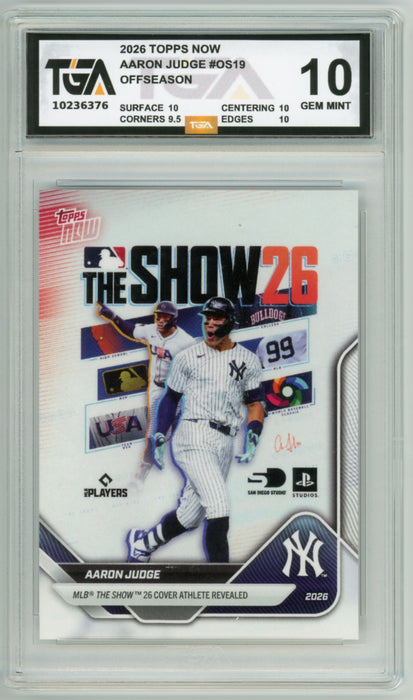 Aaron Judge #OS19 2026 Topps Now Offseason MLB Graded TGA 10 Gem Mint