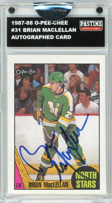 Brian MacLellan #31 1987/88 O-Pee-Chee Hockey Autographed Card Encased in Magpro