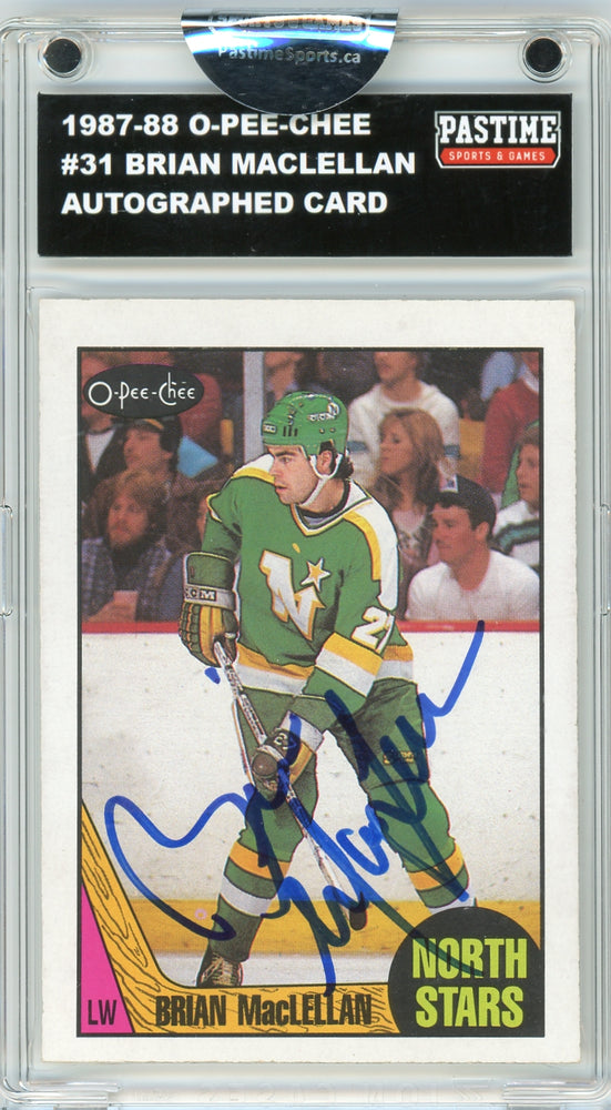Brian MacLellan #31 1987/88 O-Pee-Chee Hockey Autographed Card Encased in Magpro