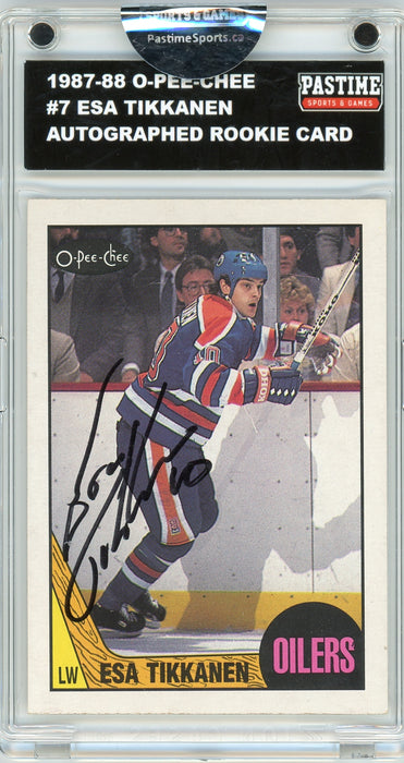 Esa Tikkanen #7 1987/88 O-Pee-Chee Hockey Autographed Rookie Card Encased in Magpro