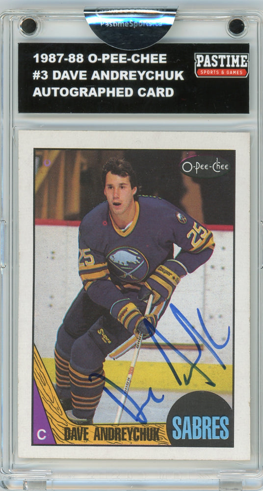 Dave Andreychuk #3 1987/88 O-Pee-Chee Hockey Autographed Card Encased in Magpro