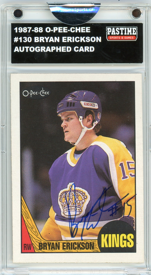 Bryan Erickson #130 1987/88 O-Pee-Chee Hockey Autographed Card Encased in Magpro