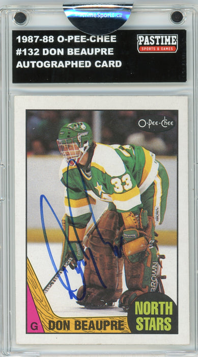Don Beaupre #132 1987/88 O-Pee-Chee Hockey Autographed Card Encased in Magpro