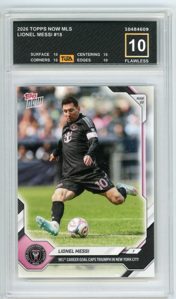 Lionel Messi #18 2026 Topps Now MLS Graded TGA 10 Flawless Black Label