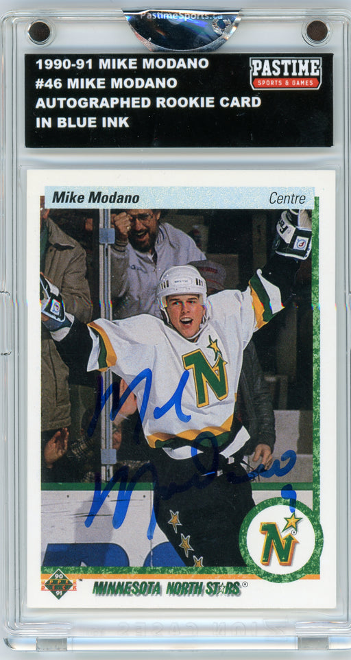 Mike Modano 1990-91 Upper Deck Autographed Rookie Card #46 Encased in Magpro - Pastime Sports & Games