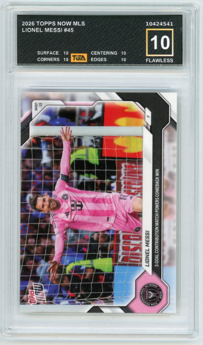 Lionel Messi #45 2026 Topps Now MLS Graded TGA 10 Flawless Black Label