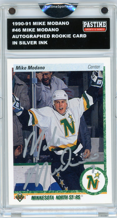 Mike Modano 1990-91 Upper Deck Autographed Rookie Card #46 Encased in Magpro - Pastime Sports & Games