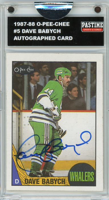 Dave Babych #5 1987/88 O-Pee-Chee Hockey Autographed Card Encased in Magpro