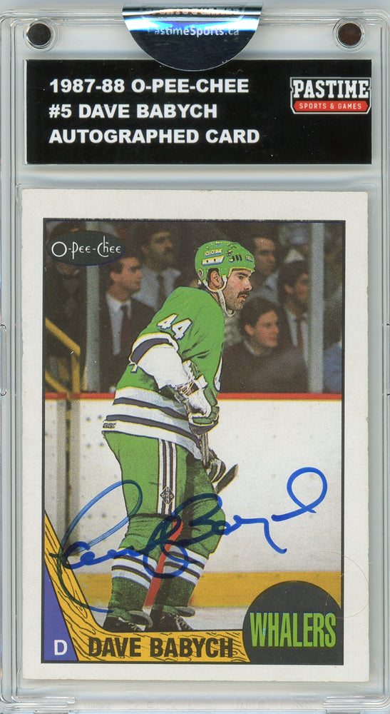 Dave Babych #5 1987/88 O-Pee-Chee Hockey Autographed Card Encased in Magpro