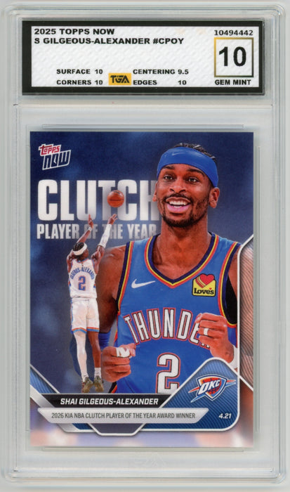 Shai Gilgeous-Alexander #CPOY 2025 Topps Now NBA Graded TGA 10 Gem Mint